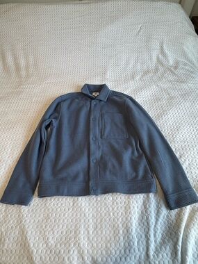 Lightweight Slate Blue Button-Front Shirt Jacket